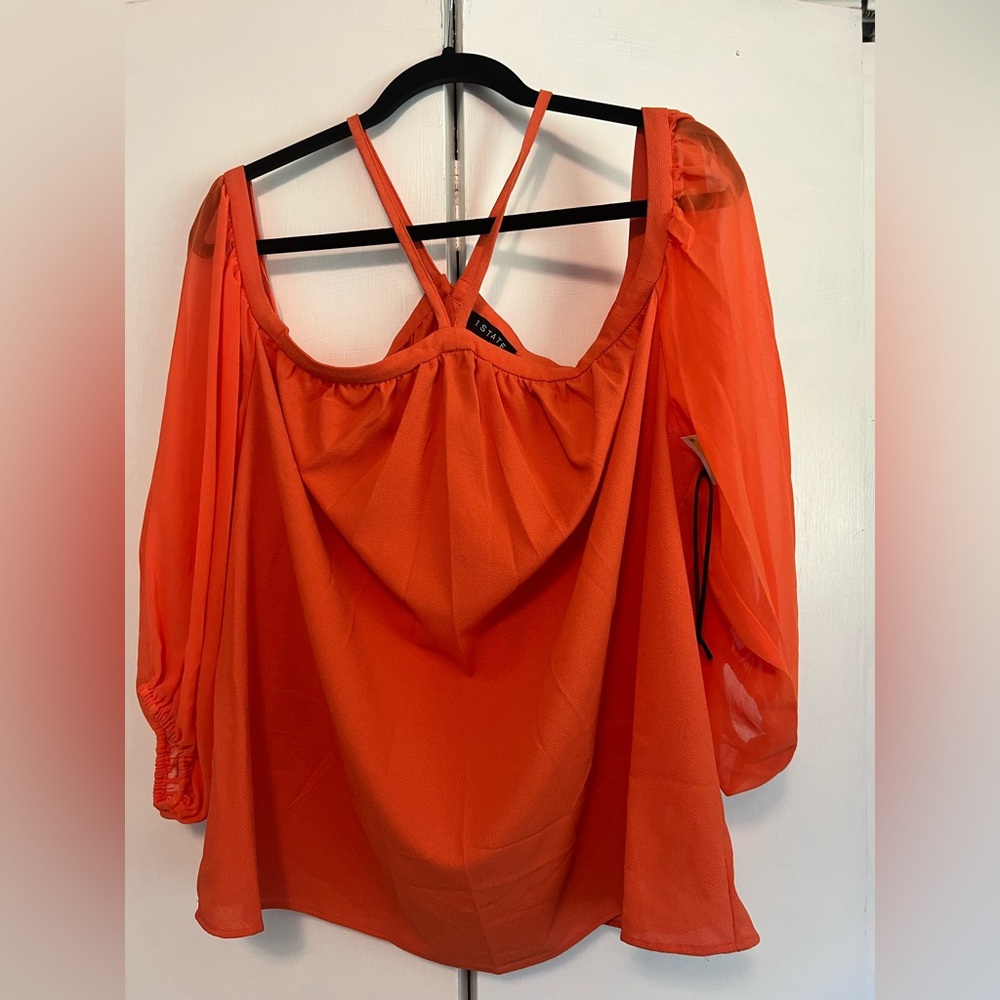 1 State Vibrant Orange Women's Top NWT Size 1X